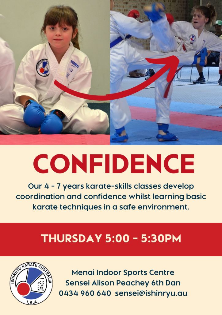 Flyer for 4-7 class showing young girl developing into a confident teen